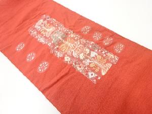 抽象草花模様織出し紬名古屋帯